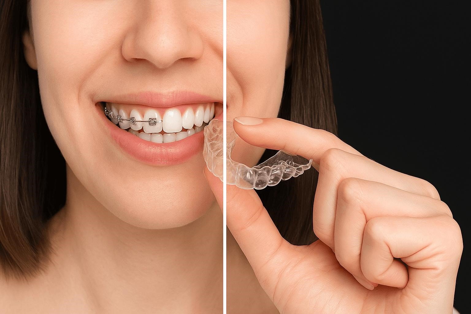 Patient examining her teeth and smile as part of understanding possible orthodontic concerns.